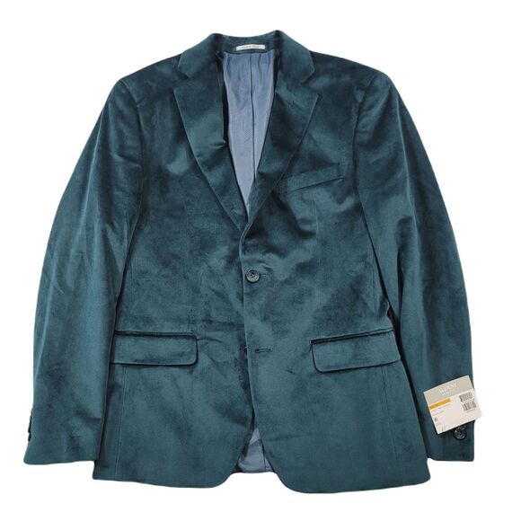 Alfani Slim-Fit Velvet‎ Sport Coats Mens 36S 36 Solid Teal Green $295